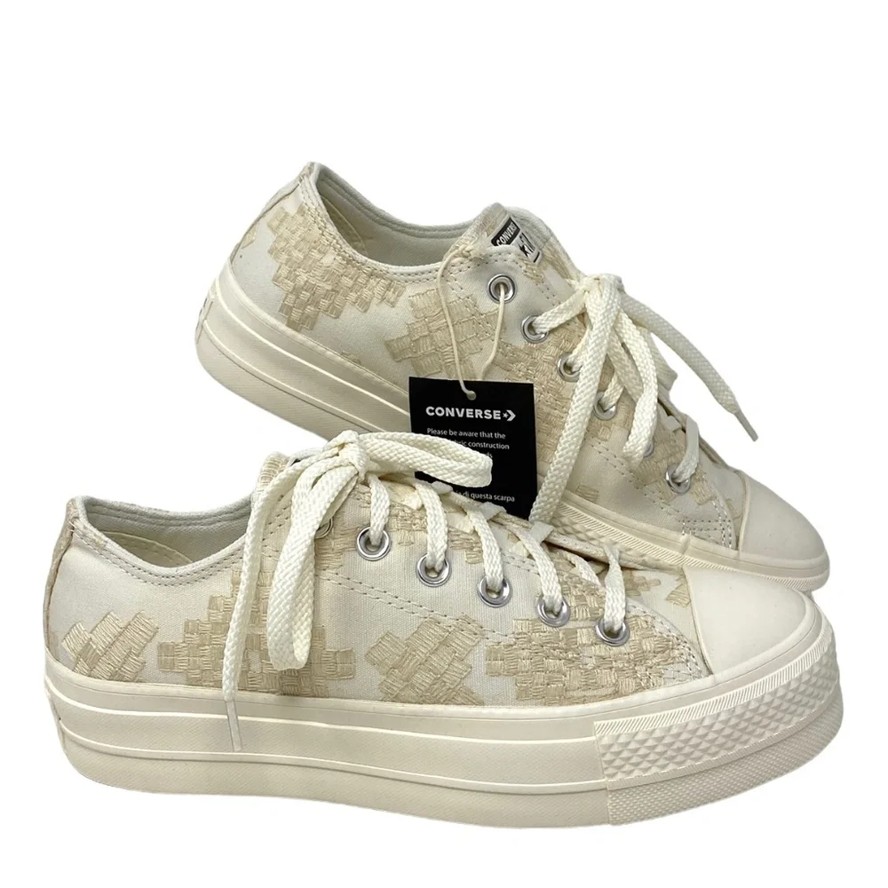 Converse All Star Chuck Taylor Lift Platform Low Top Women Canvas Beige A02225C